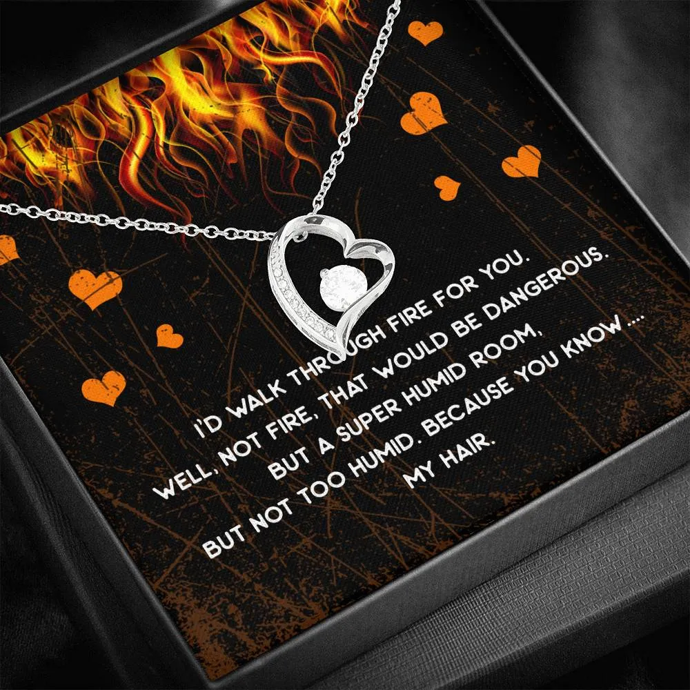 Walk Through Fire Heart and Cubic Necklace