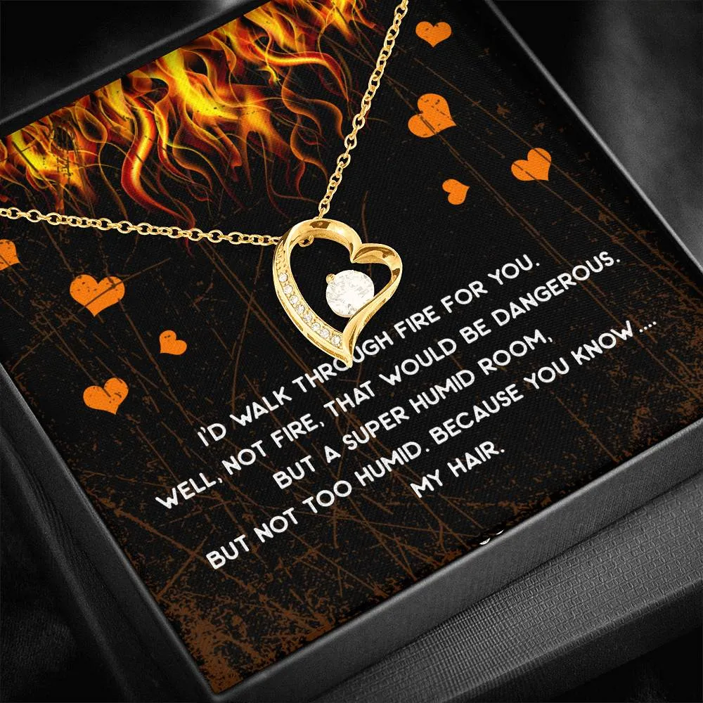 Walk Through Fire Heart and Cubic Necklace