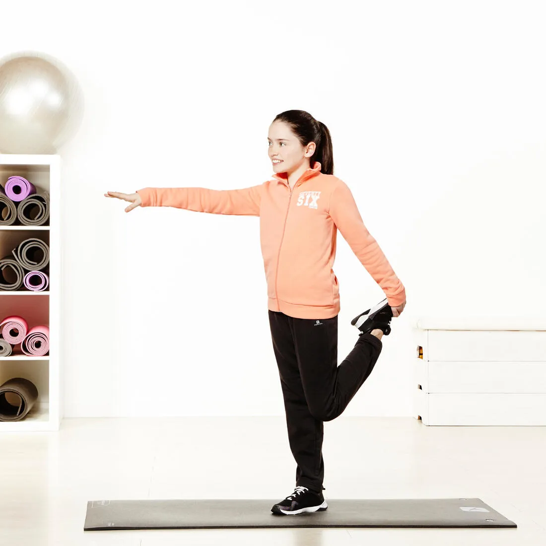 Warm'y Zip Girls' Zip-Up Fitness Tracksuit