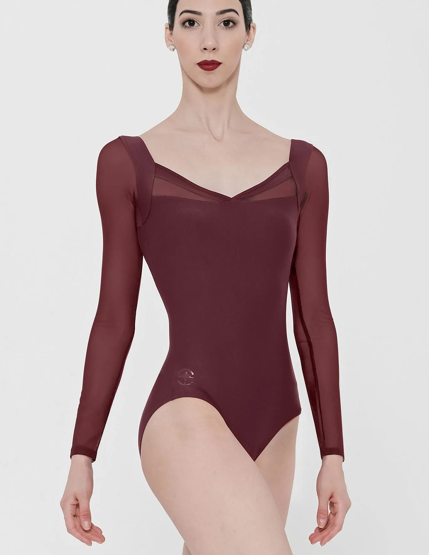 Wear Moi Lavande Long Mesh Sleeved Leotard