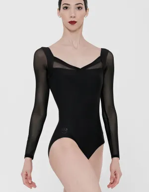 Wear Moi Lavande Long Mesh Sleeved Leotard