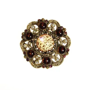 Weiss Fire Opal Dragons Breath Seed Pearl and Amethyst Rhinestone Brooch