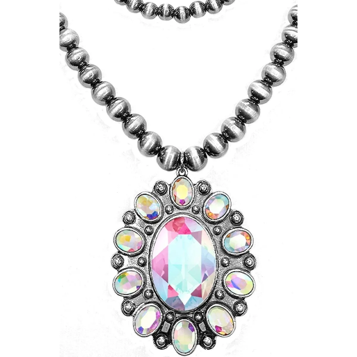 Western Concho Stone Flower Navajo Pearl Necklace