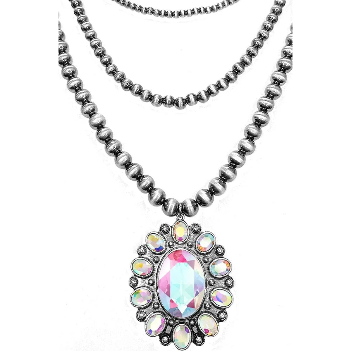 Western Concho Stone Flower Navajo Pearl Necklace