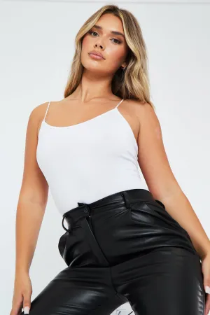 White Embellished Straps Bodysuit - Oshah