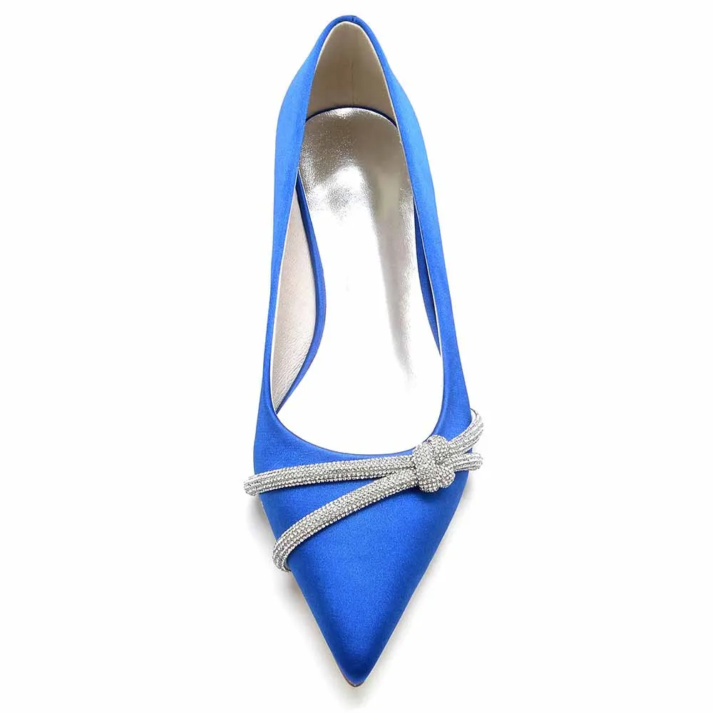 Women Party Flat Shoes Satin Bridal Shoes with Beaded