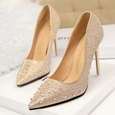 Women Pumps Rhinestone Wedding Party Shoes