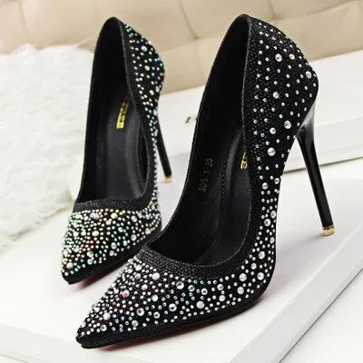 Women Pumps Rhinestone Wedding Party Shoes