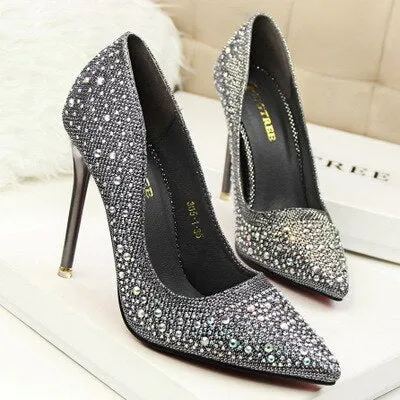 Women Pumps Rhinestone Wedding Party Shoes