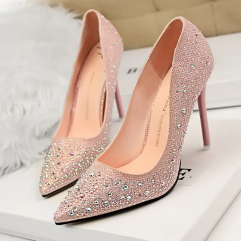 Women Pumps Rhinestone Wedding Party Shoes