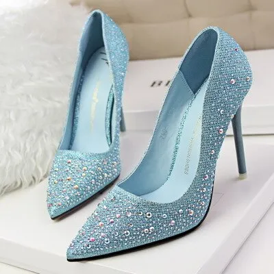 Women Pumps Rhinestone Wedding Party Shoes