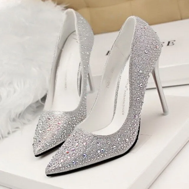 Women Pumps Rhinestone Wedding Party Shoes