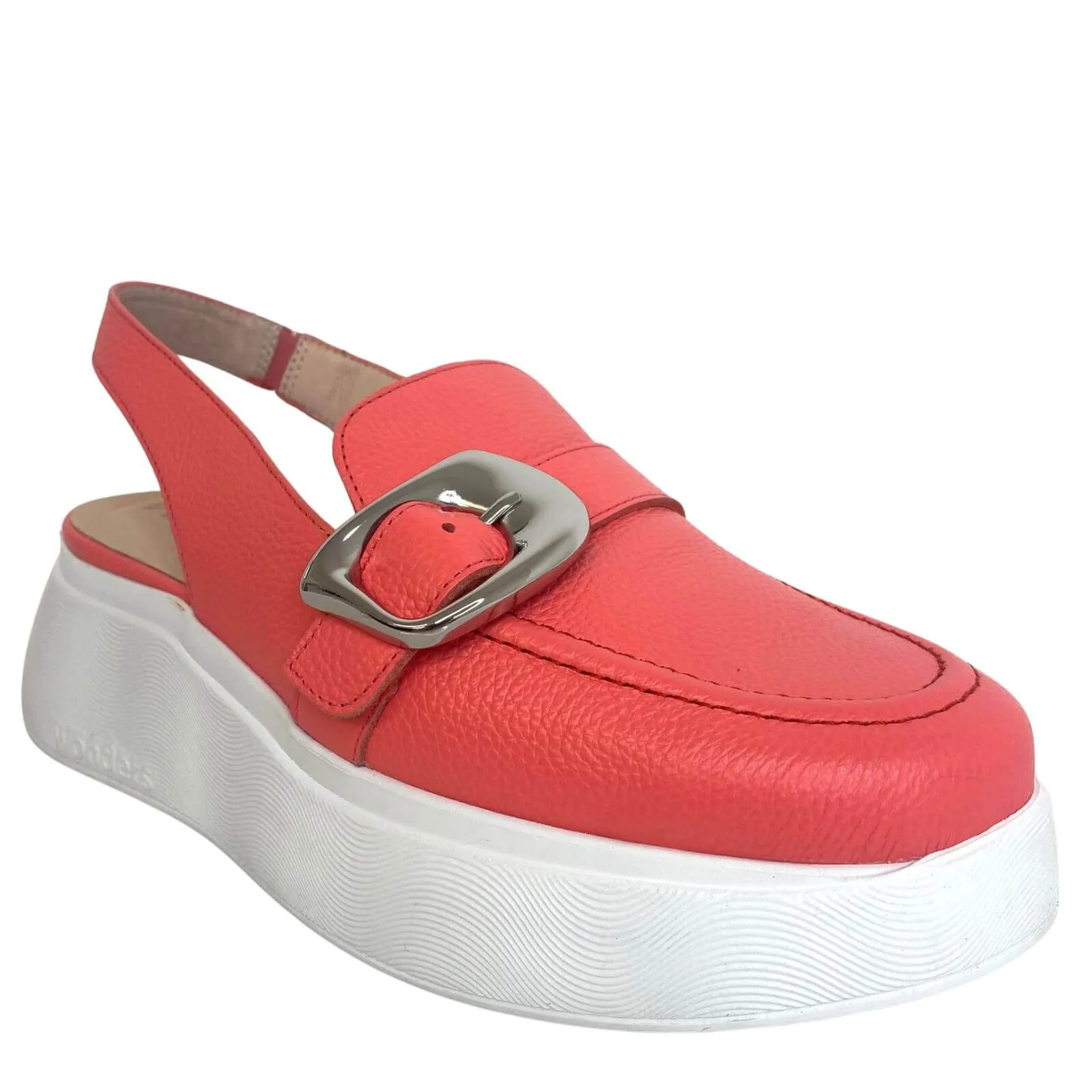 Wonders Coral Leather Sling Back Shoes