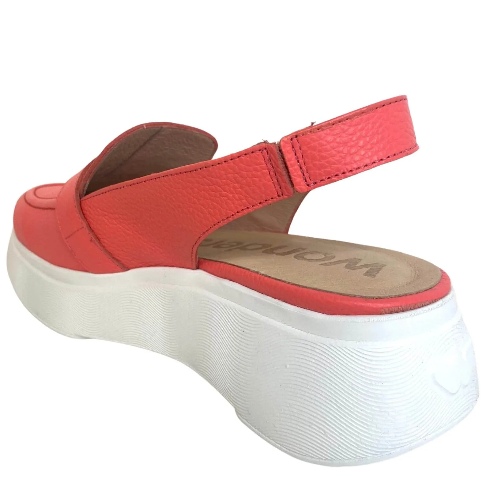 Wonders Coral Leather Sling Back Shoes