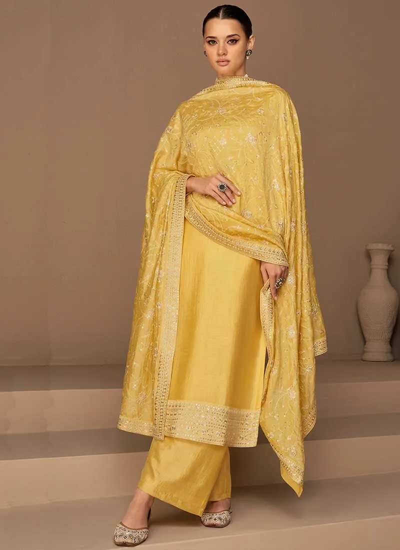 Yellow Sequence Embroidery Salwar Kameez