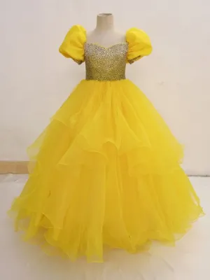 Young Girls Glitz Beaded Bodice Evening Gown
