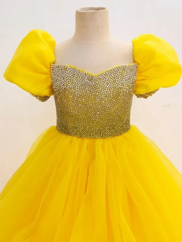 Young Girls Glitz Beaded Bodice Evening Gown