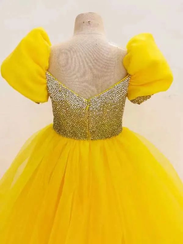 Young Girls Glitz Beaded Bodice Evening Gown