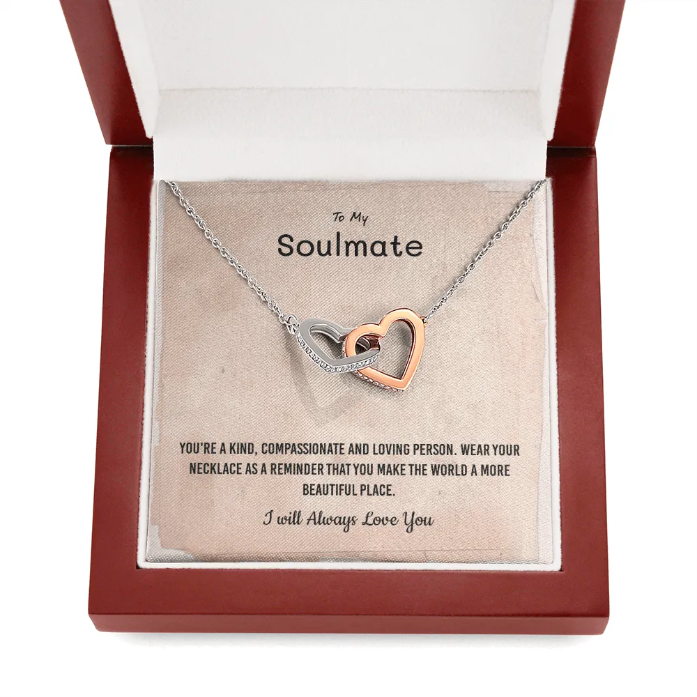 You're a kind, compassionate and loving person - Interlocking Hearts Necklace Message Card