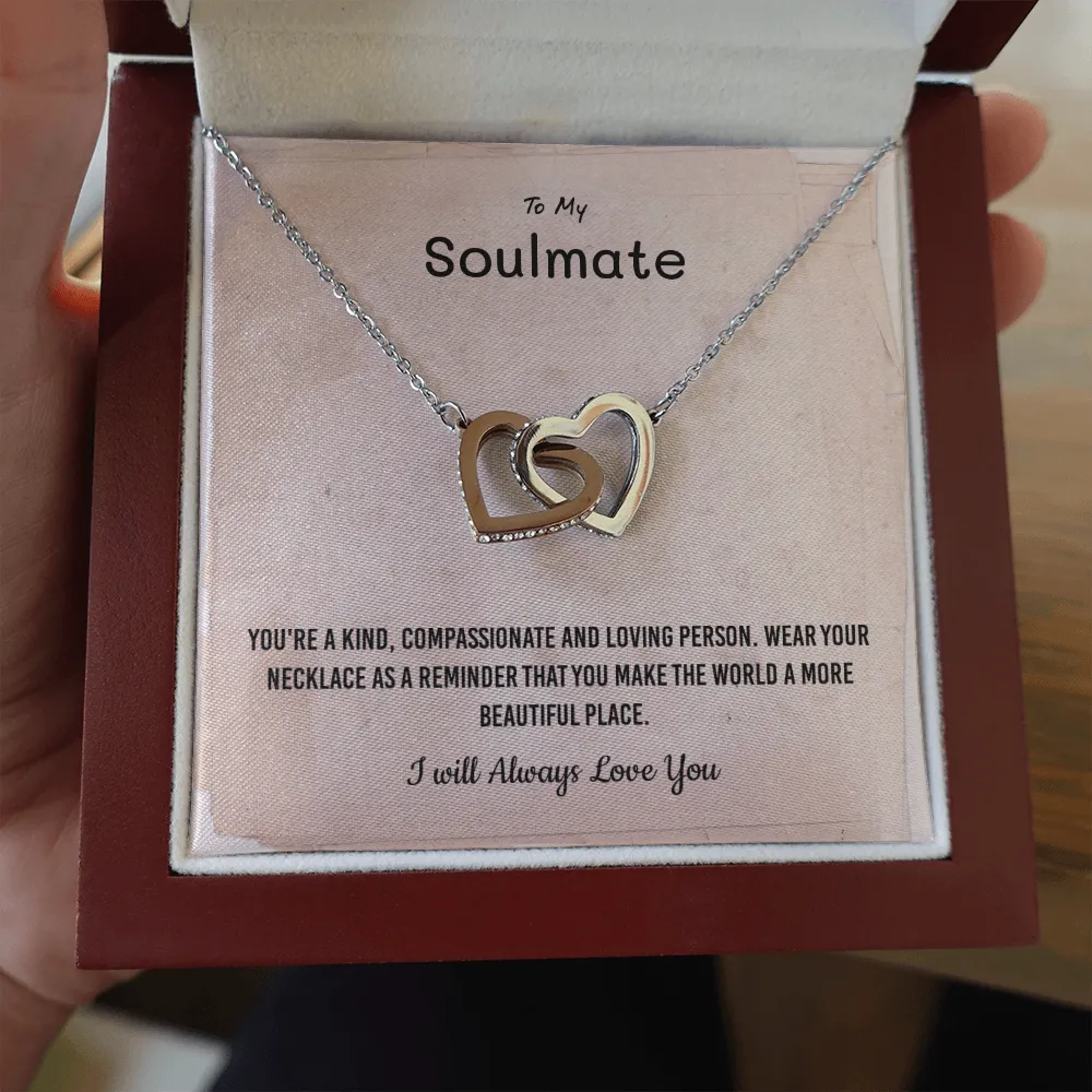 You're a kind, compassionate and loving person - Interlocking Hearts Necklace Message Card