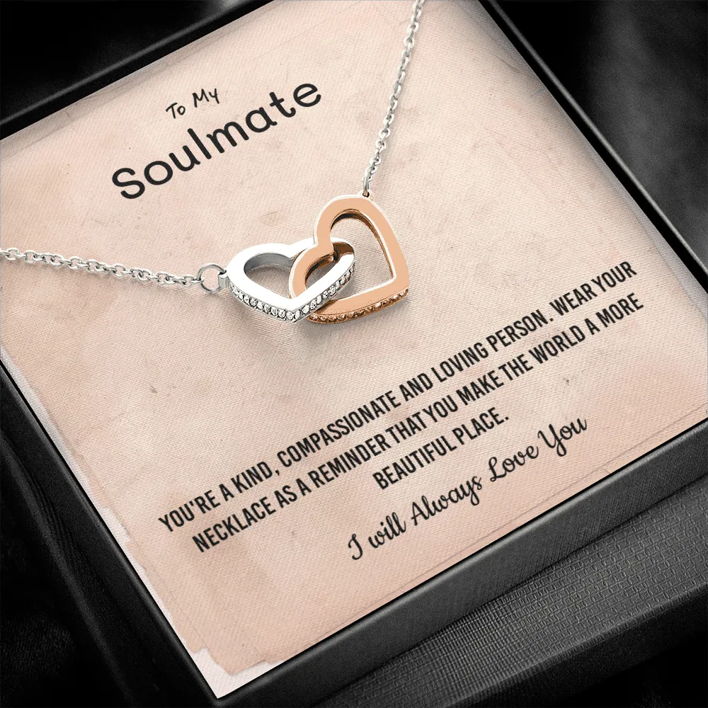 You're a kind, compassionate and loving person - Interlocking Hearts Necklace Message Card