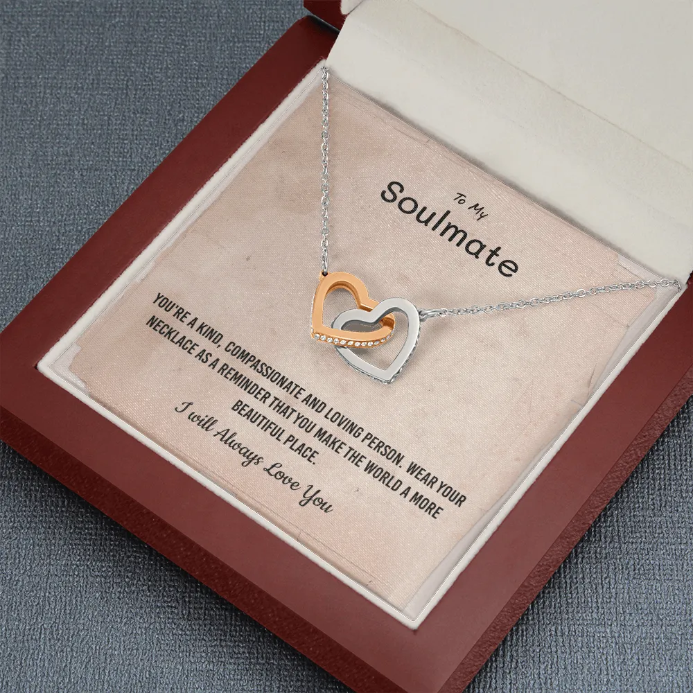 You're a kind, compassionate and loving person - Interlocking Hearts Necklace Message Card